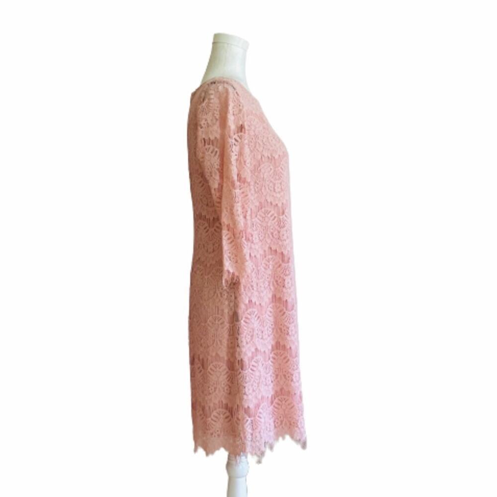 Jessica Howard Dress Blush Pink Lace 3/4 Sleeve Lined Sheath Party Size 8P - Picture 4 of 11